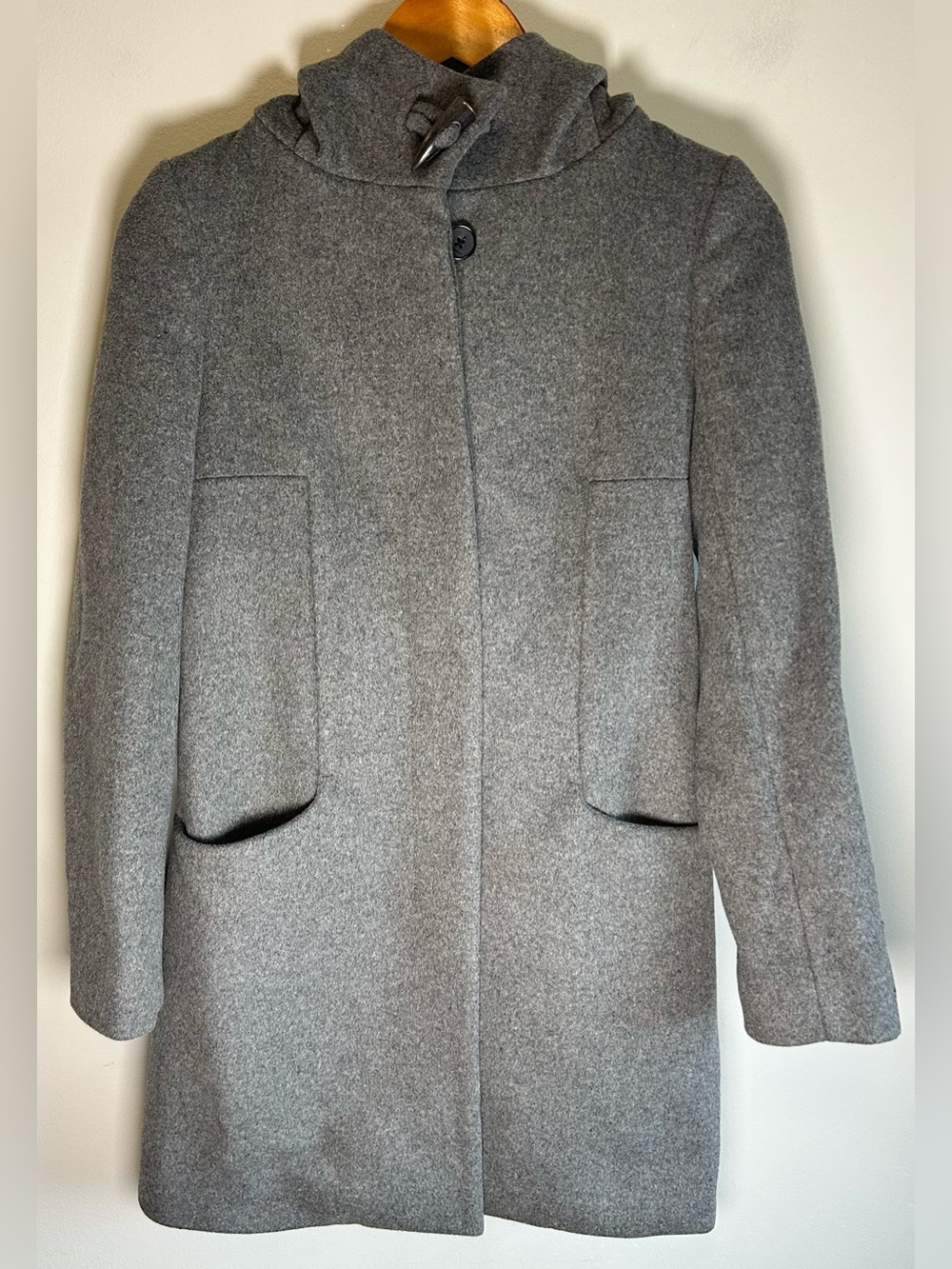 Aritzia Babaton Pearce Wool Cashmere Blend Hooded Coat XS Dark Gray LIKE NEW